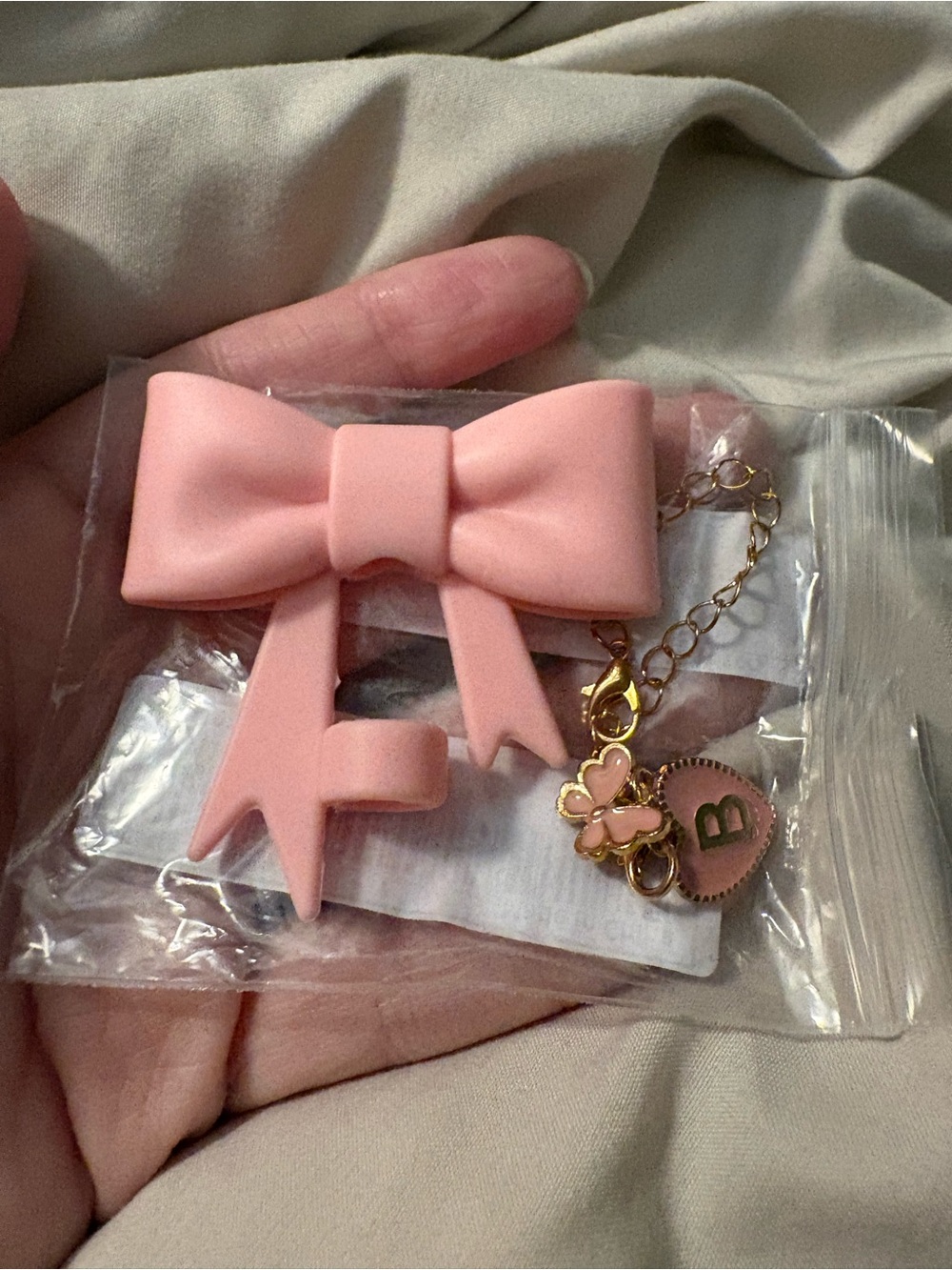 Pink Bow Straw Topper with Charm